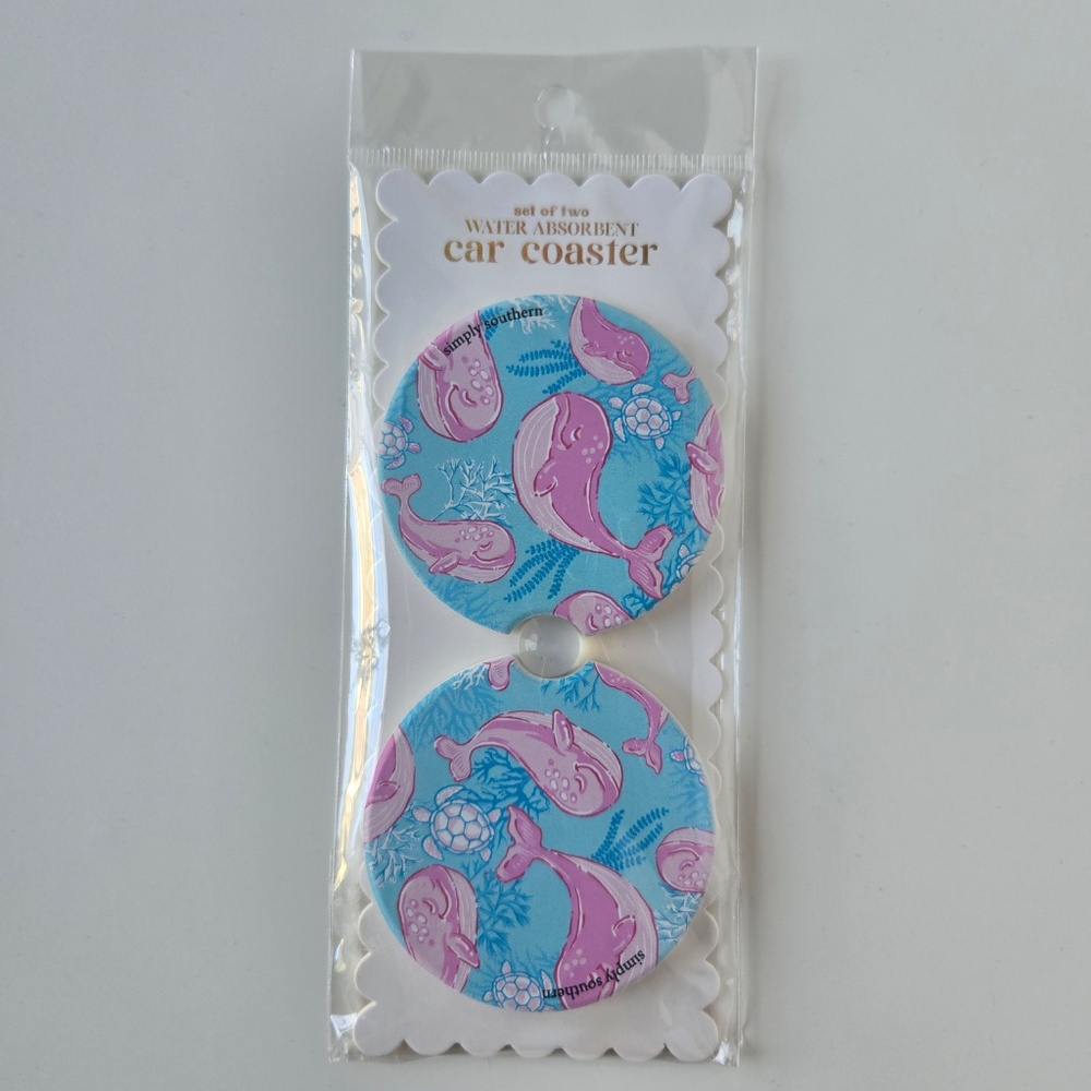 NWT Simply Southern "Whale & Sea Turtle" Car Coaster Set